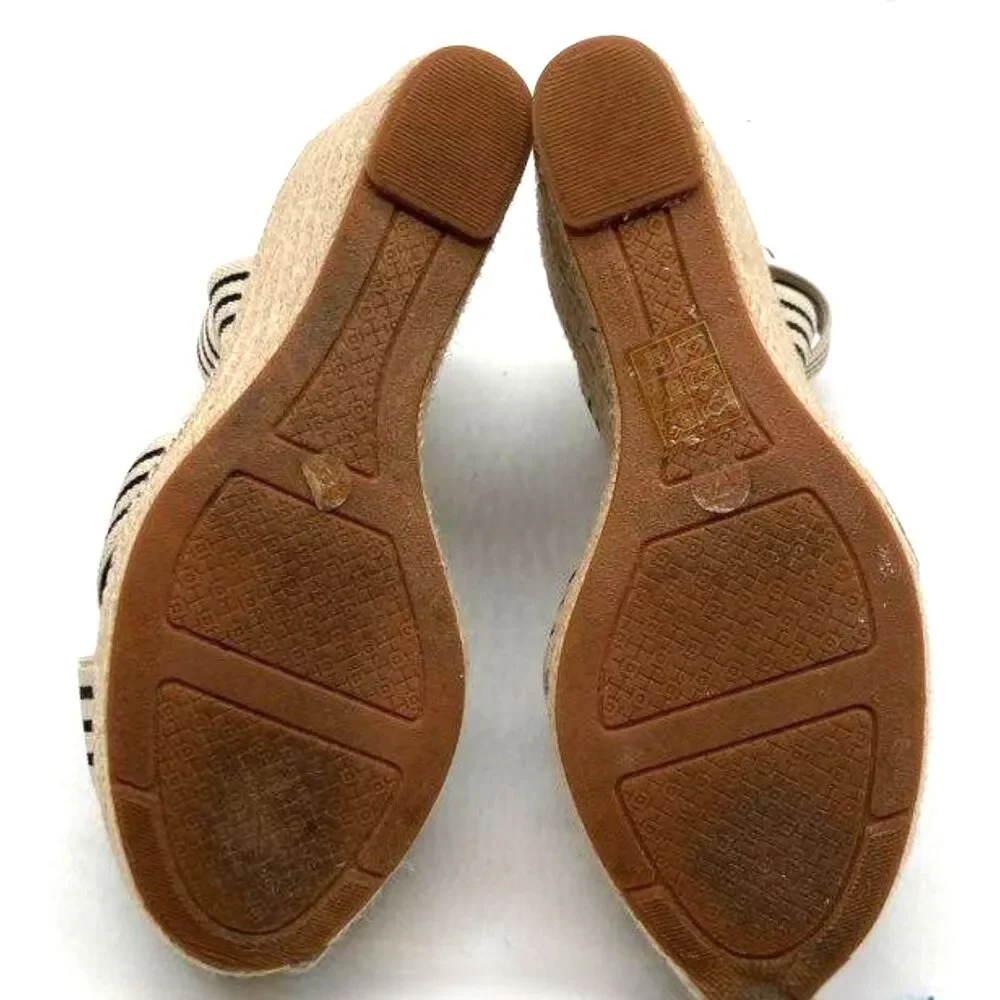 Tory Burch Frieda Striped Espadrille Wedge Sandals Size 7